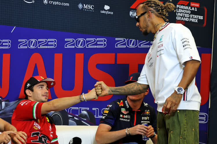 Charles Leclerc und Lewis Hamilton 2023 in Texas