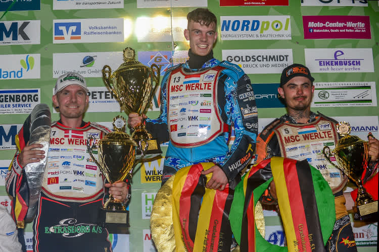 Dave Meijerink (Mitte) siegte vor Kenneth Kruse Hansen (l.) und Romano Hummel (r.)