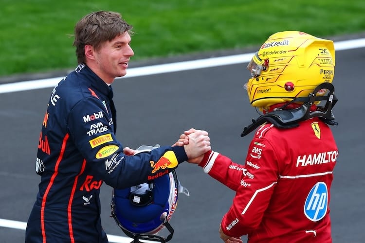 Max Verstappen und Lewis Hamilton