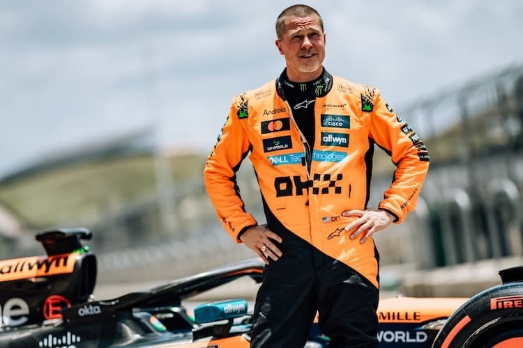 Brad Pitt hinterliess mit seinem ersten echten Formel-1-Test in Texas einen guten Eindruck bei Martin Brundle
