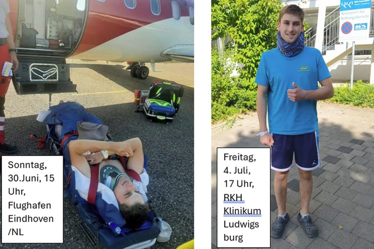 Medizinische Meisterleistung: Fünf Tage nach einer komplizierten Wirbelsäulen-OP ist Joshua Weinmann wieder daheim.