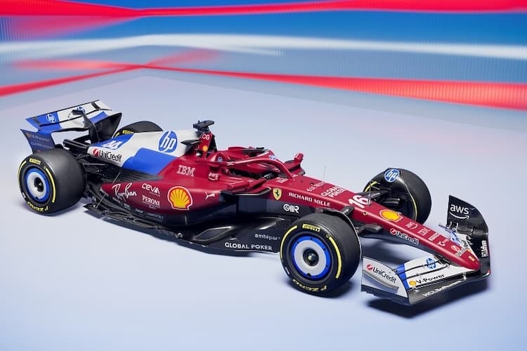 Das Miami-Spezialdesign von Ferrari umfasst die Farben Rot, Blau, Weiss und Schwarz