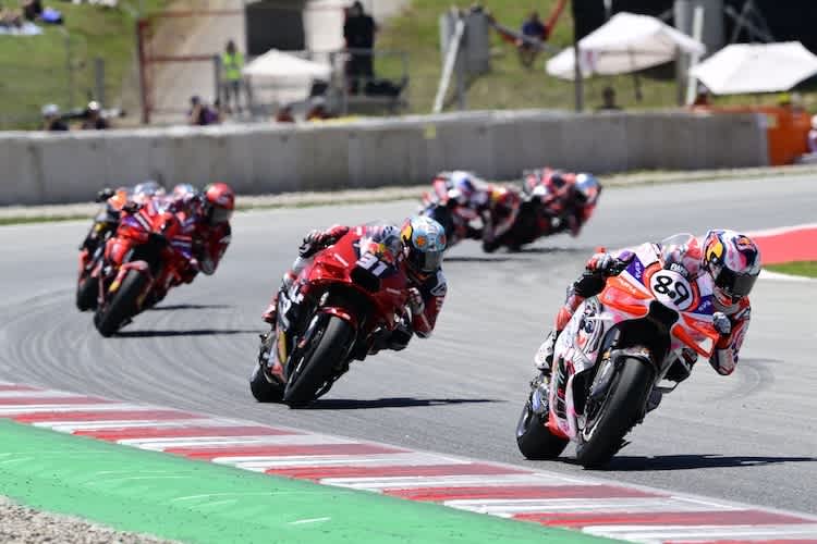 Jorge Martin im Kampf gegen Pedro Acosta und Sieger Pecco Bagnaia