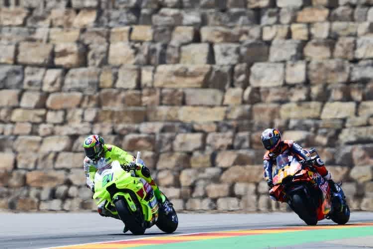 Franco Morbidelli unterwegs in Aragon auf seiner neongrünen Ducati