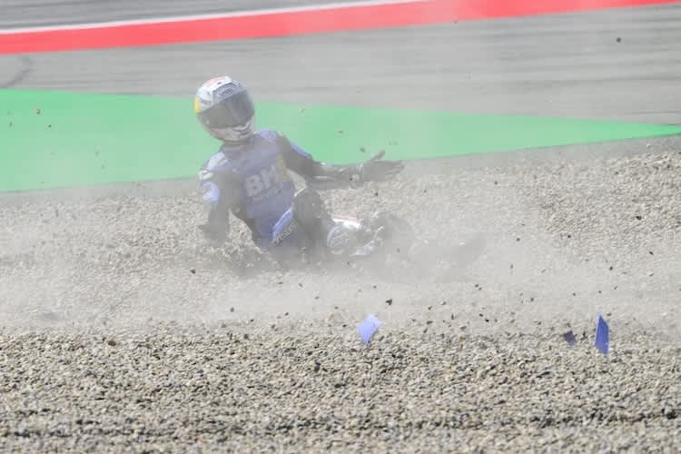 In diesem Moment fühlte sich Alex Marquez nach eigener Aussage «ziemlich dumm»: Er verunfallte und landete im Kies