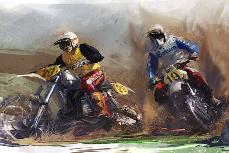 Das Gemälde zeigt Kavinov und Chudjakov