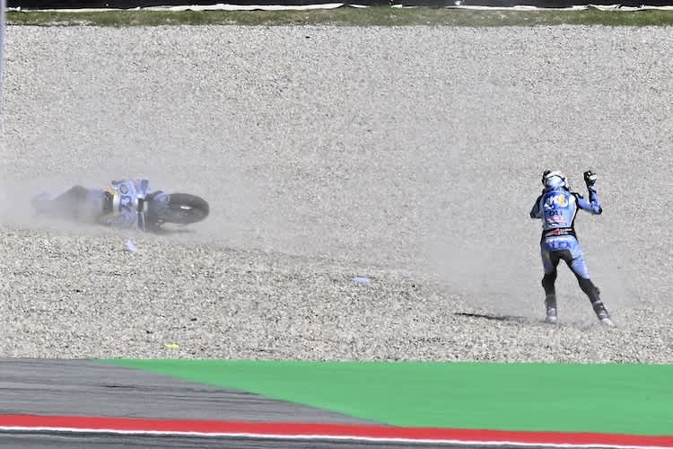 Alex Marquez verunfallte in Führung liegend in Kurve 10 des Circuit de Catalunya