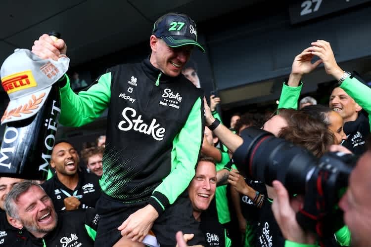 Nico Hülkenberg und das Sauber-Team waren nach dem Rennen in Silverstone in Feierlaune