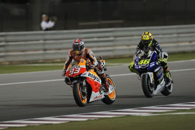 Marc Marquez und Valentino Rossi 2013 in Katar
