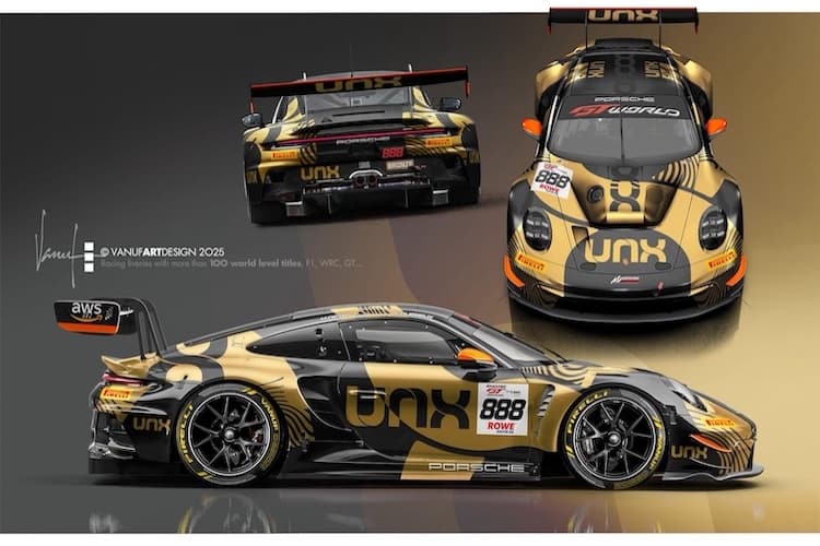 Goldiger Hingucker: Der UNX Racing Porsche 911 GT3 R