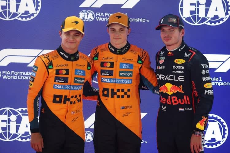 Lando Norris, Oscar Piastri und Max Verstappen