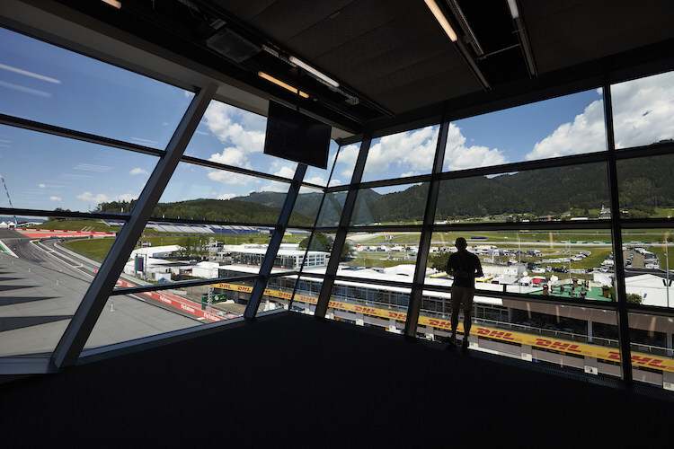 Die schöne Aussicht vom Media Centre in Spielberg wird in diesem Jahr keiner der Journalisten geniessen
