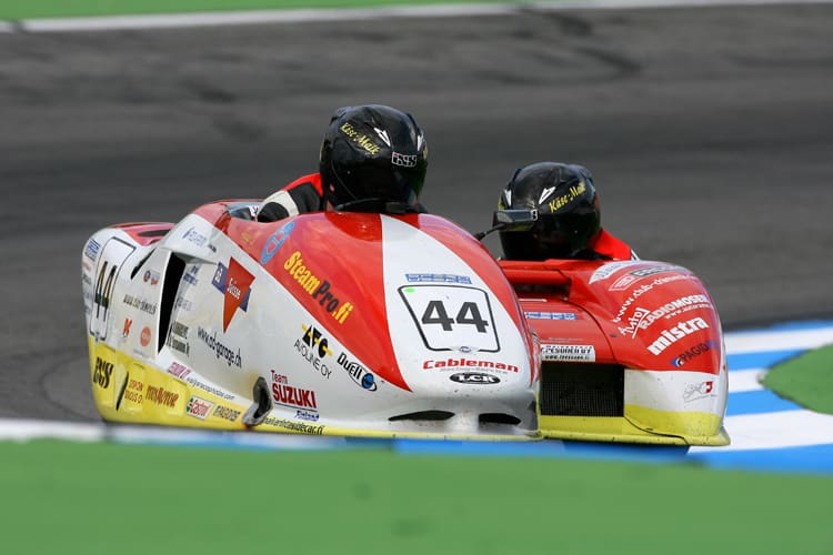 Die Sidecar-Weltmeister Pekka Päivärinta und Adolf Hänni