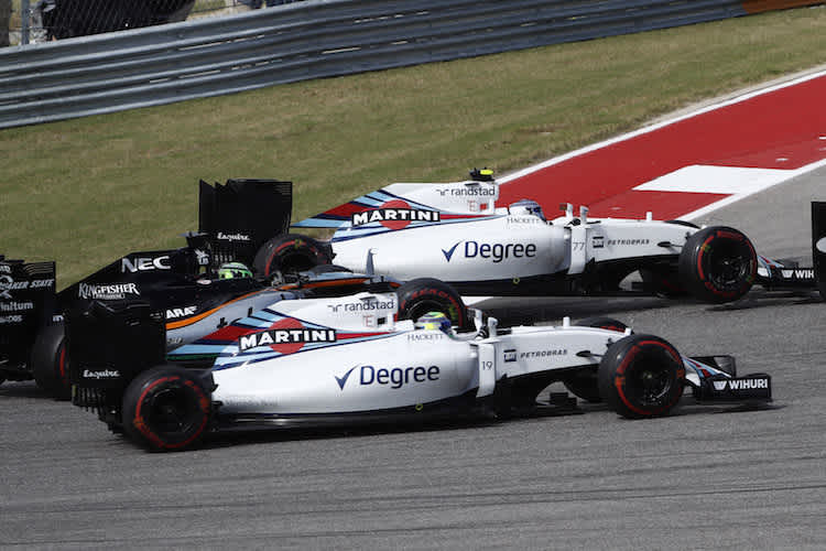 Nico Hülkenberg im Williams-Sandwich von Felipe Massa und Valtteri Bottas