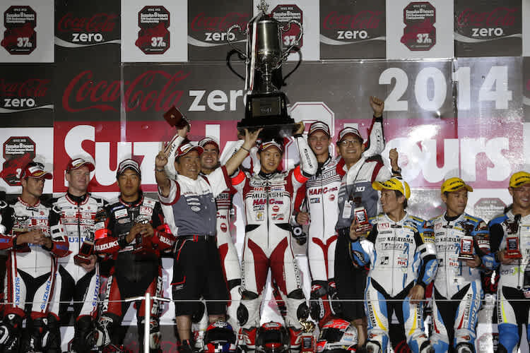 Michael van der Mark und Leon Haslam standen bereits 2013 auf dem Suzuka-Siegerpodest