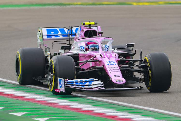 Lance Stroll mit kaputtem Flügel in Imola