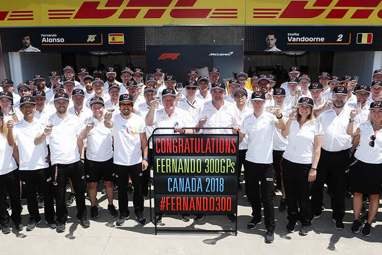 Fernando Alonso feiert in Kanada sein 300. GP-Wochenende