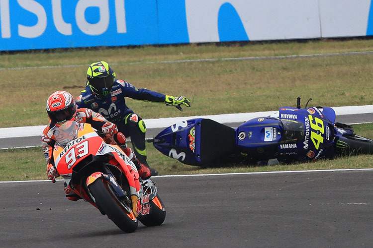 Marc Márquez brachte Valentino Rossi in Argentinien zu Fall