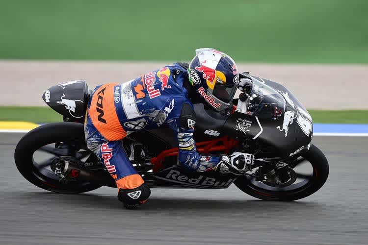 Brad Binder drehte auf der feuchten Strecke nur acht Runden