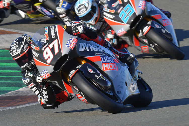 Xavi Vierge vor Marcel Schrötter auf den Kalex-Bikes des Intact-Teams