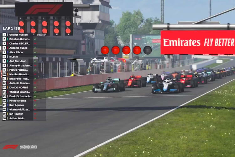 Start zum virtuellen Formel-1-Rennen in Spanien