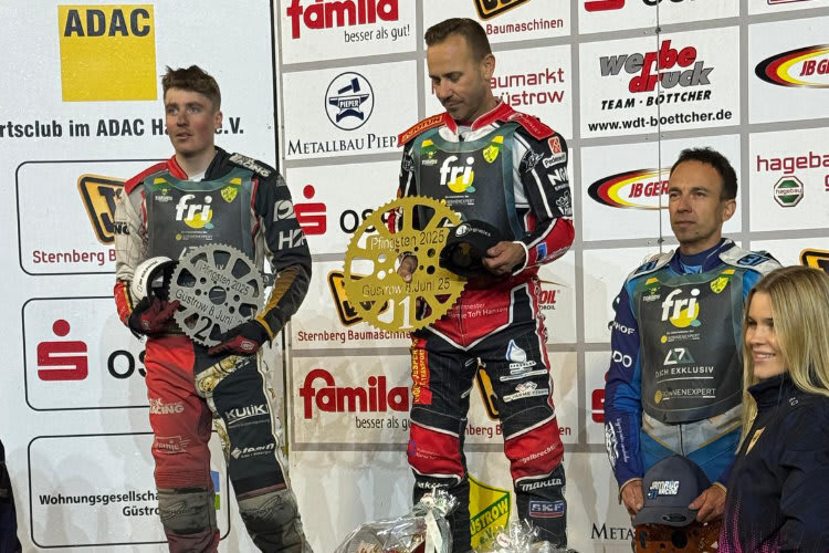 Die Top-3 (v.l.): Norick Blödorn, Nicki Pedersen und Jakub Jamrog