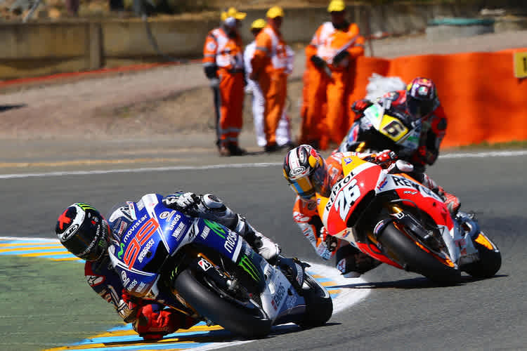 Le Mans: Jorge Lorenzo (99) im Rennen noch vor Pedrosa, dahinter Bradl
