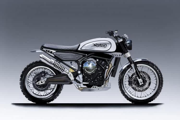 Norton Scrambler 650: Erst eine Zeichnung, aber eine mit realem Hintergrund