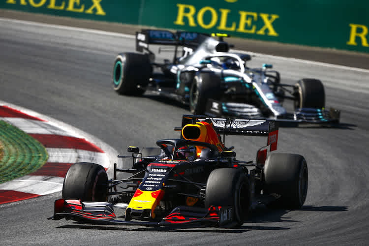 Max Verstappen 2019 auf dem Red Bull Ring vor Valtteri Bottas