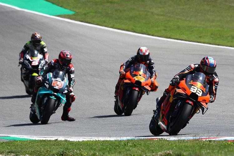 Brünn-GP: Brad Binder (33) vor Espargaró (44), Morbidelli und Zarco
