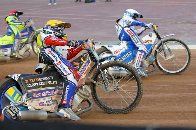 Bjarne Pedersen (gelb) fuhr viele Jahre Grand Prix