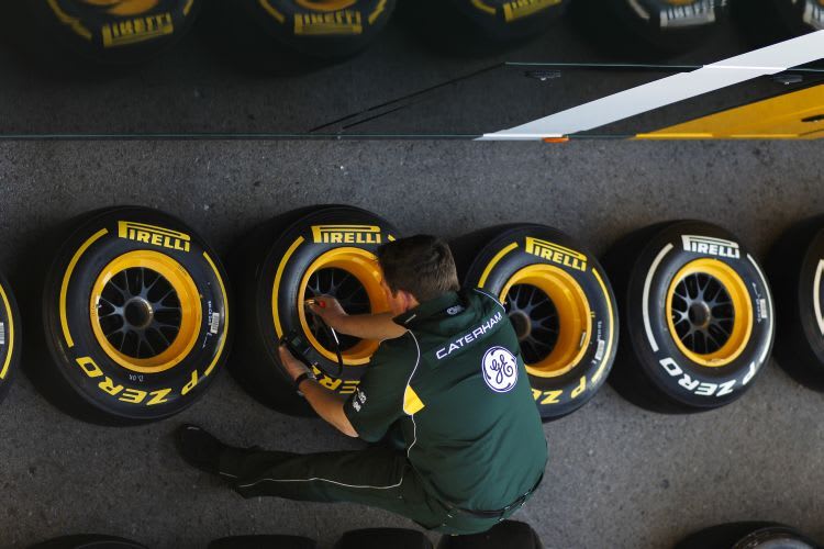 Der Reifendruck wird kontrolliert. 