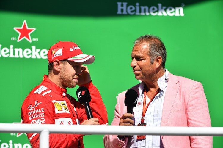 Sebastian Vettel mit RTL-Mann Kai Ebel