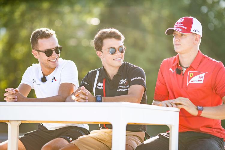 Anthoine Hubert, Nick de Vries und Mick Schumacher