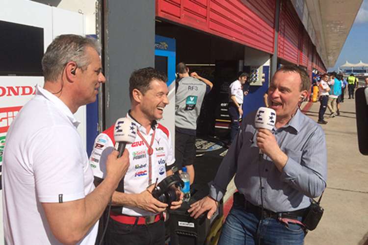 Eurosport-Presenter Jan Stecker, Lucio Cecchinello und Experte Ralf Waldmann