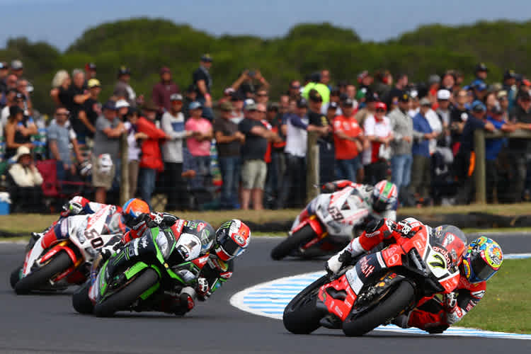 In Australien: Chaz Davies vor Jonathan Rea, Michael van der Mark und Nicky Hayden