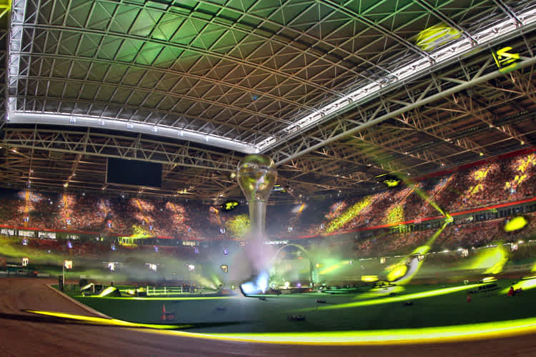 Die Lichtshow in Cardiff ist spektakulär