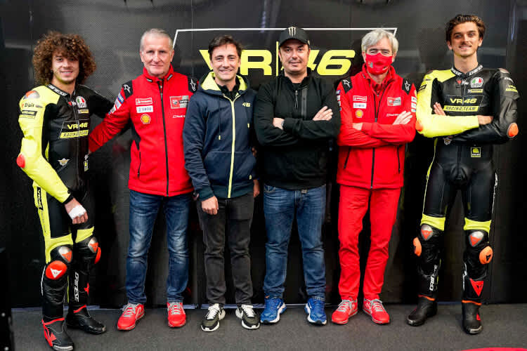 Marco Bezzecchi, Paolo Ciabatti, Pablo Nieto, Uccio Salucci, Gigi Dall'Igna und Luca Marini (v.l.n.r.)