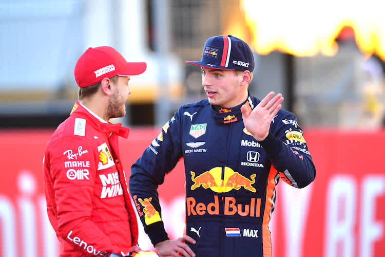 Max Verstappen mit Sebastian Vettel in den USA