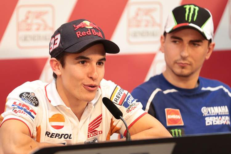 Die Gesichter von Marc Márquez (li.) und Jorge Lorenzo sprechen Bände