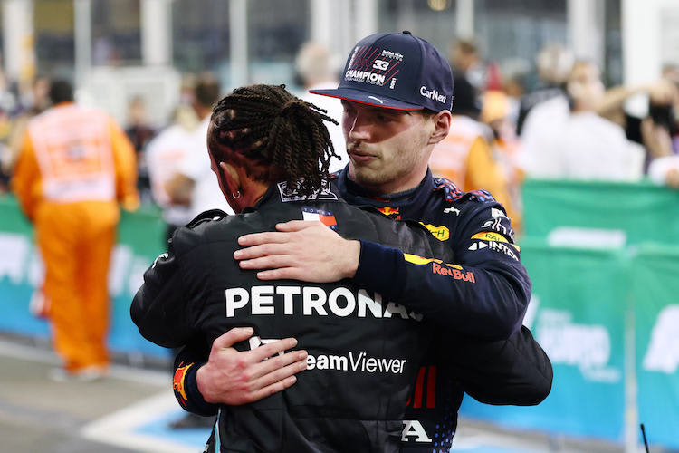 Max Verstappen und Lewis Hamilton