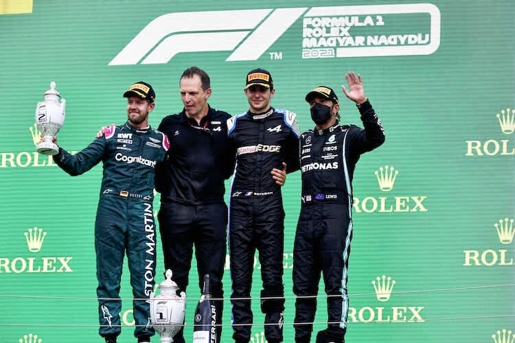 Das Podium des Ungarn-Rennens