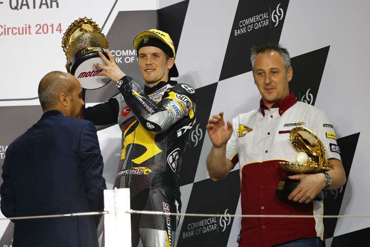 Michael Bartholemy (re.) mit Mika Kallio in Katar