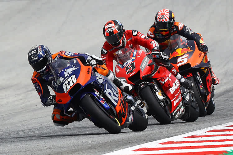 Miguel Oliveira vor Danilo Petrucci und Johann Zarco