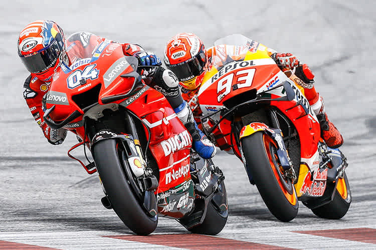 Andrea Dovizioso gegen Marc Márquez in Spielberg 