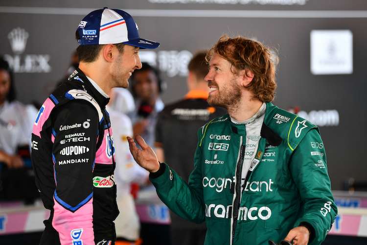 Esteban Ocon und Sebastian Vettel in Baku