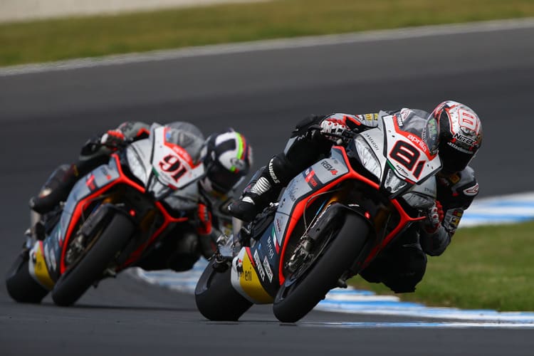 Das Aprilia-Werksteam 2015: Jordi Torres vor Leon Haslam
