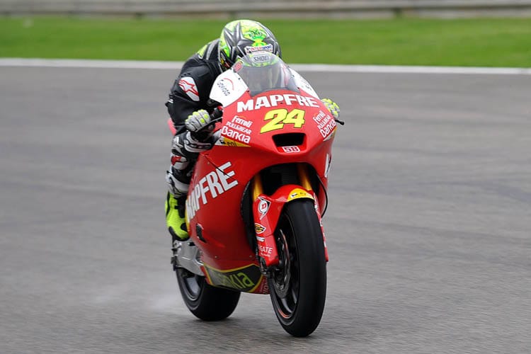 Toni Elias probierte die Mapfre-Suter im Regen