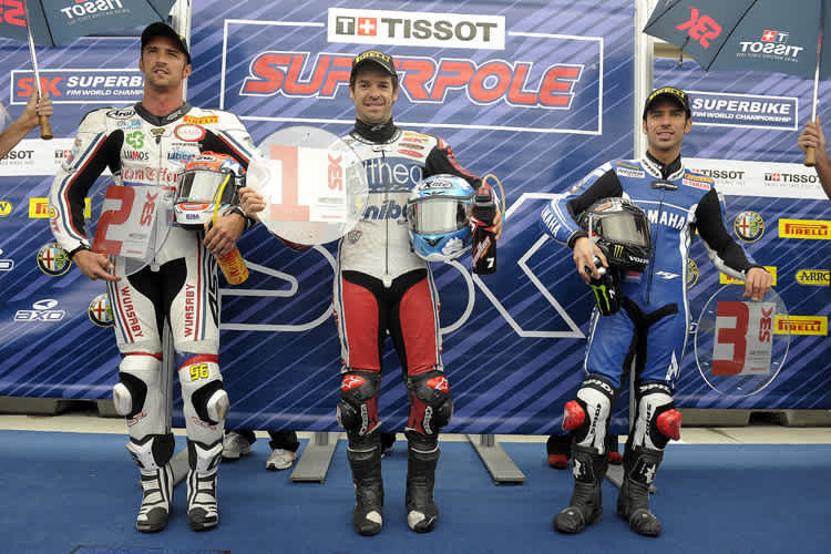 Startplatz 1 bis 3: Smrz, Checa und Melandri (v.l.)