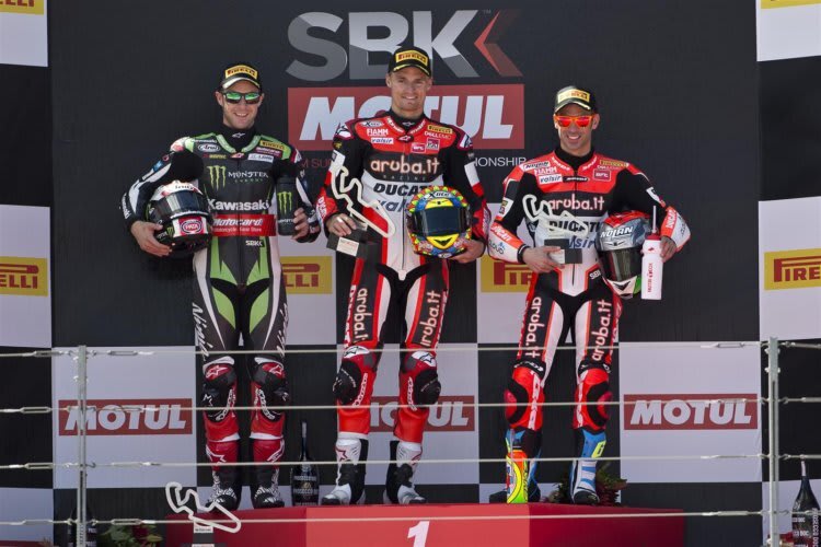 Ducati-Pilot Chaz Davies gewann vor Jonathan Rea (Kawasaki) und Marco Melandri (Ducati)
